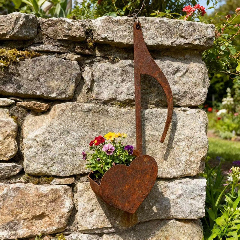 Musical Note Heart Shaped Wall Mounted Flower Pot