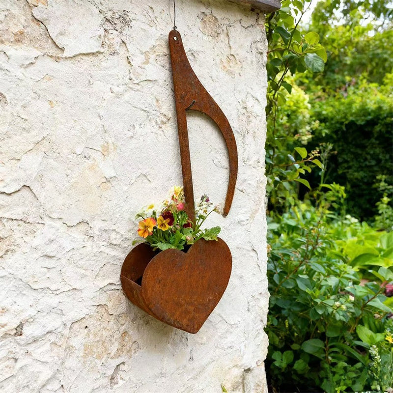 Musical Note Heart Shaped Wall Mounted Flower Pot