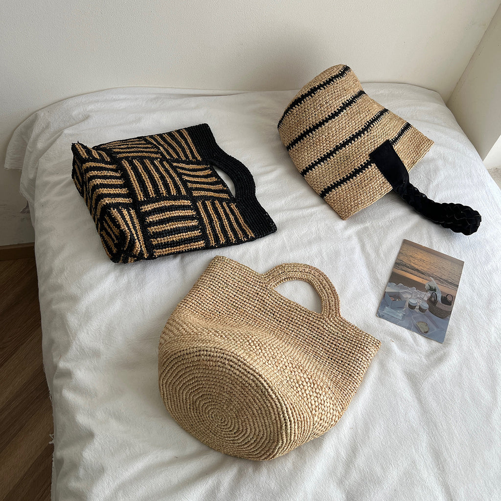Raffia Hand-Woven Tote and Bucket Bag