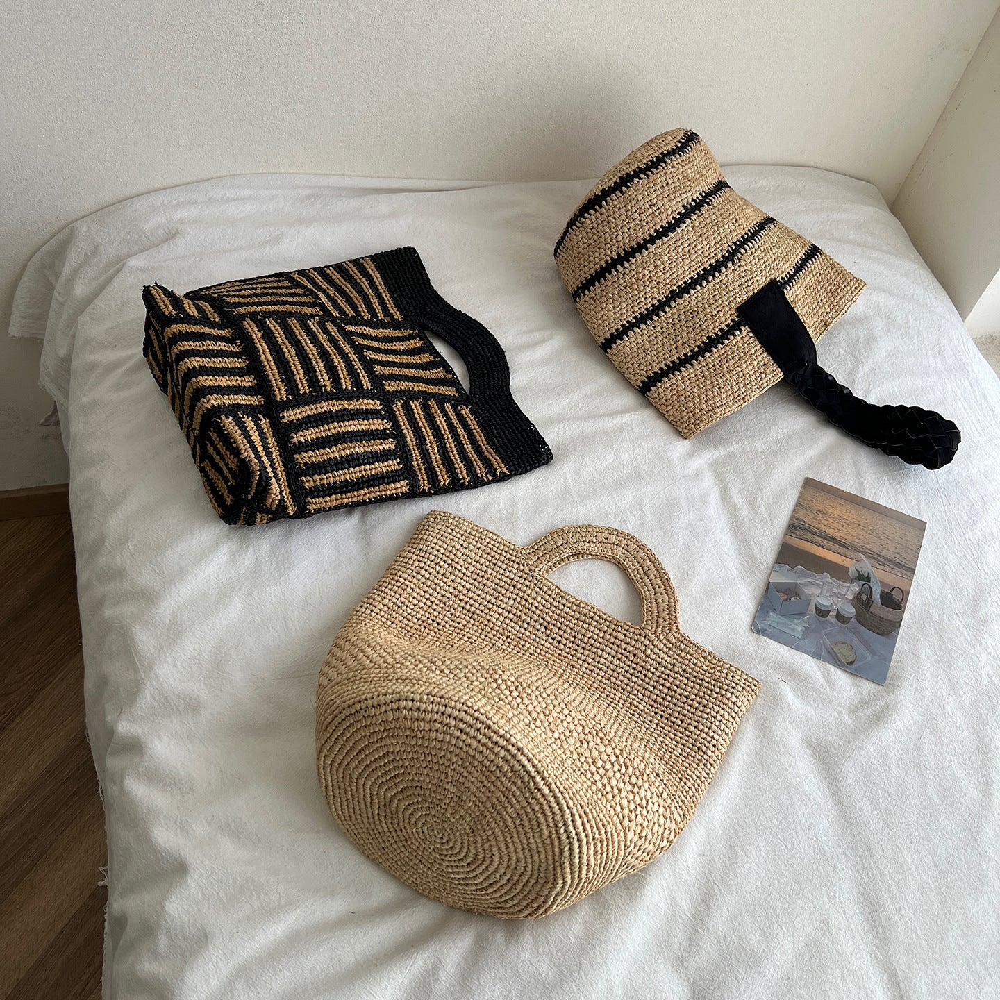 Raffia Hand-Woven Tote and Bucket Bag